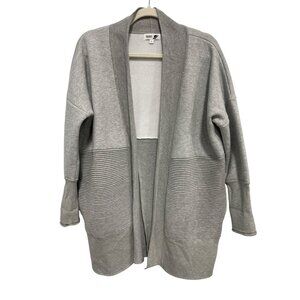 Fundamental Performance Ribbed Cardigan Sweater Womens Large Gray Cozy Relaxed